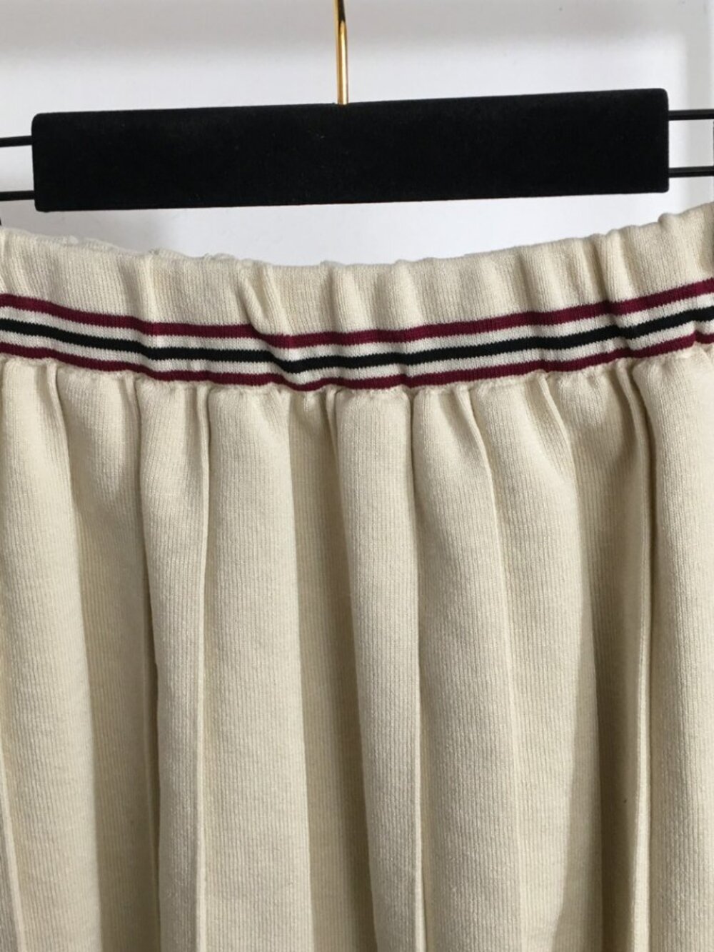 🌻Miu Miu🌻 Apricot - Skirt - Preppy-Style Pleated Red Stripes - Picture 5 of 9